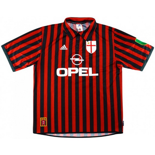 Tailandia Camiseta AC Milan 1ª Kit Retro 1999 2000 Rojo